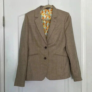 INDOCHINO Mens Blazer Sport Coat Jacket Linen/Wool Beige Tan Suit Jacket Sz P